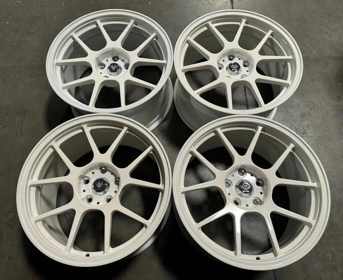 GMR T5 Forged 18-Inch Alloy Wheels in Gloss Champion White — 5x114.3 Bolt Pattern (Black Friday Deal)