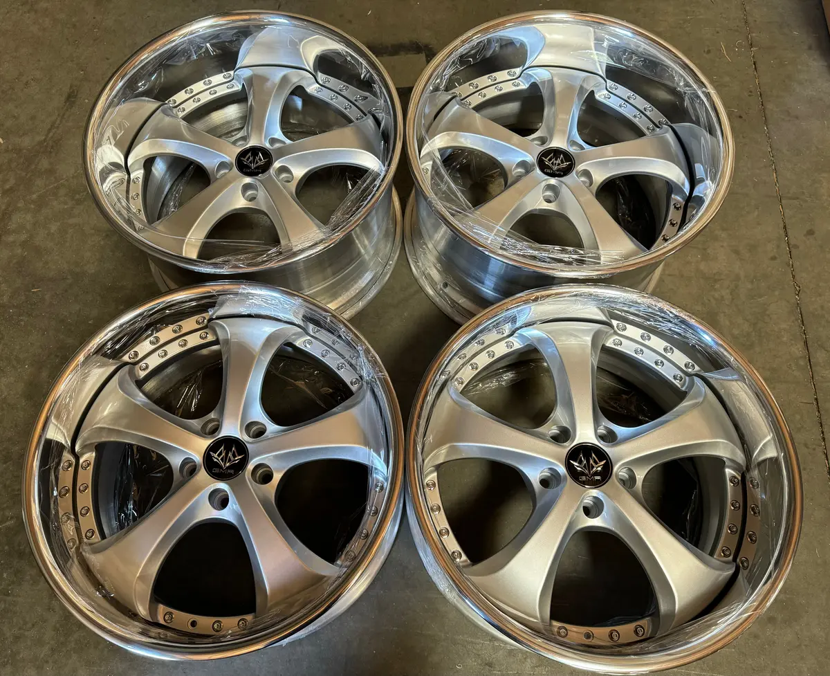 19-Inch GMR Saint Reverse Silver Alloy Wheels — 5x114.3 Bolt Pattern