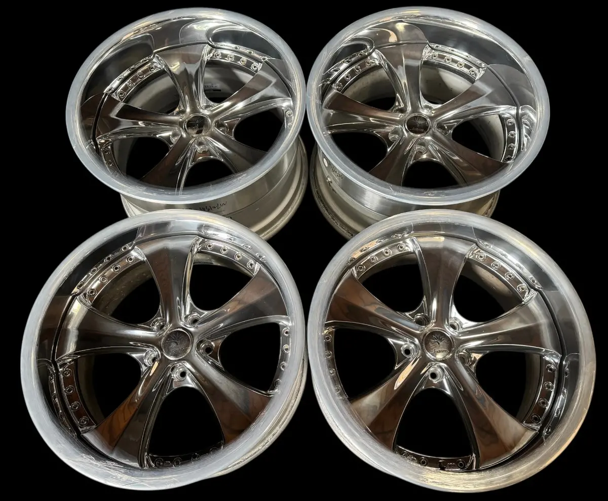 19-inch Weds Ratzinger alloy wheels featuring a 5x114.3 bolt pattern and sleek raw polish finish