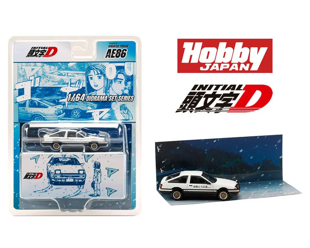 (Coming Soon) Hobby Japan 1/64 Initial D Diorama Set Series Toyota Sprinter Trueno (Ae86) Takumi Fujiwara & Natsuki Mogi 1