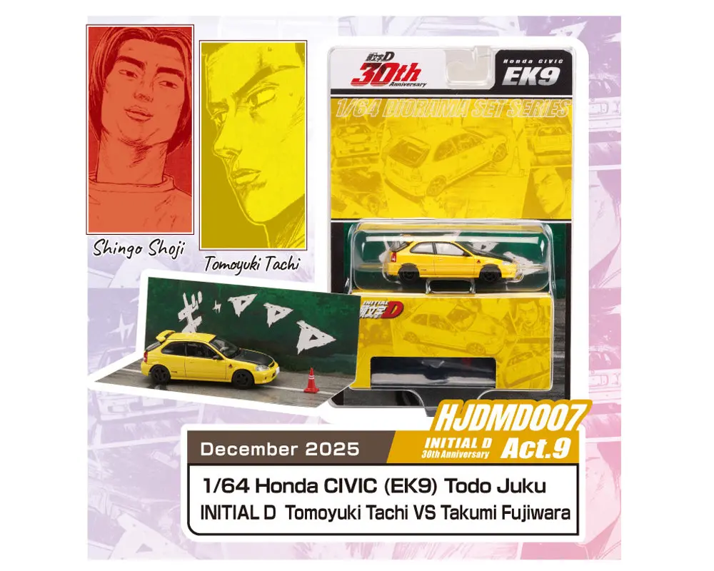 Hobby Japan 1/64 Initial D 30Th Anniversary Honda Civic (Ek9) Todojuku / Initial D Tomoyuki Tachi Vs Takumi Fujiwara – Jdm64 1