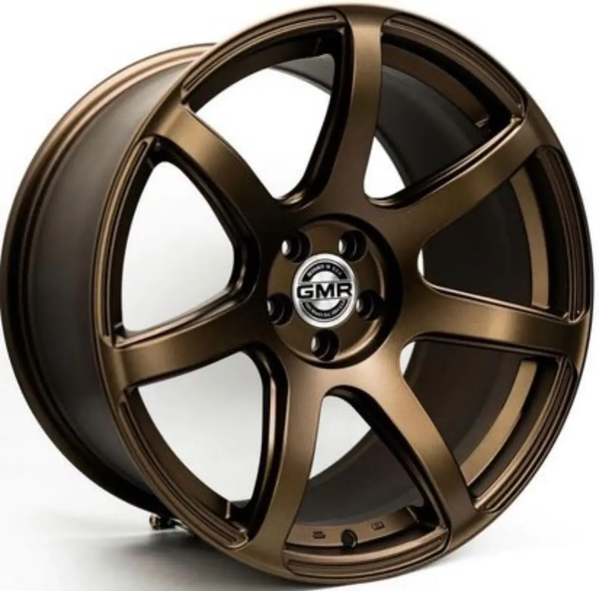 18-inch GMR-06 bronze alloy wheels — 18x10.5 inches with +12mm offset and 5x114.3mm bolt pattern (sold as a pair)