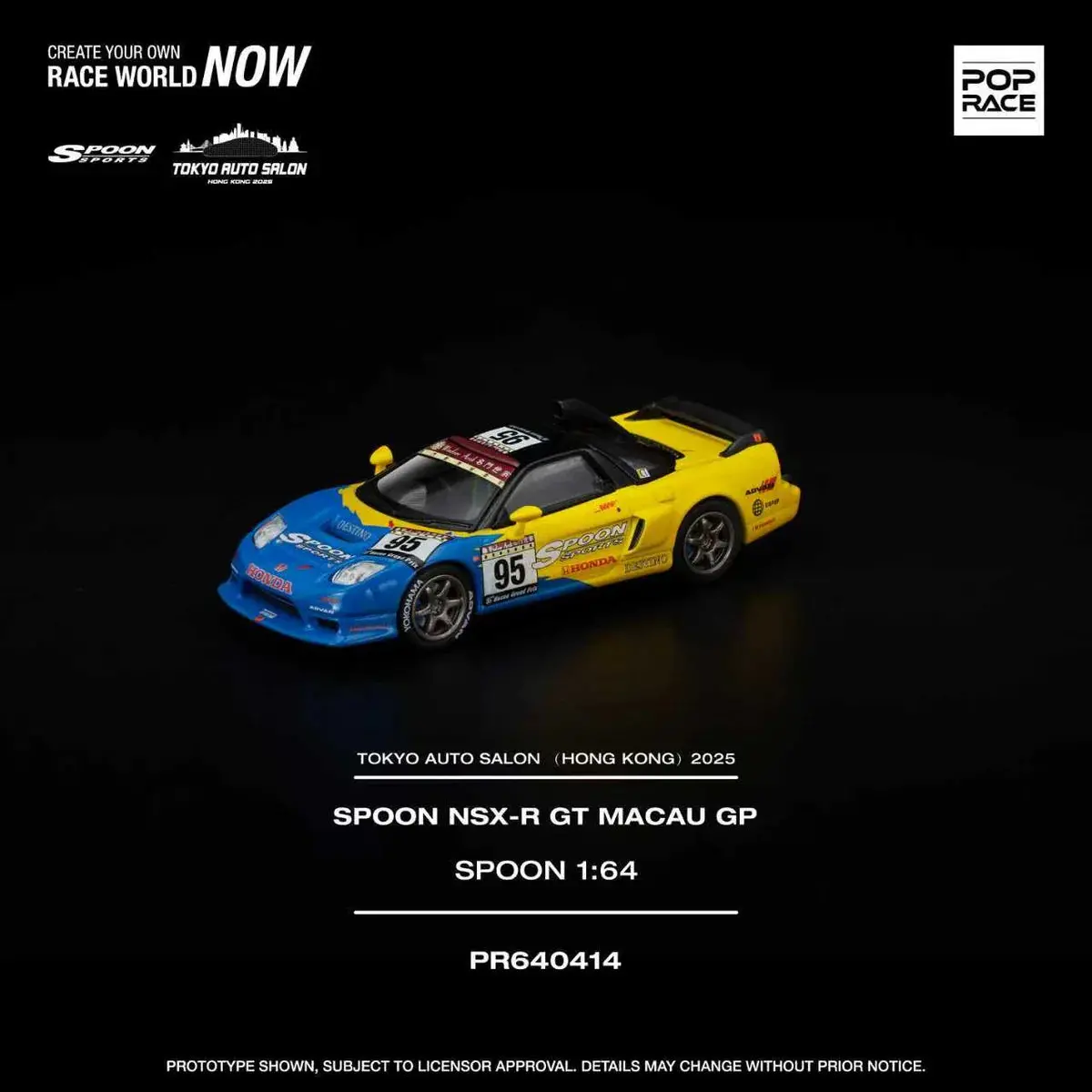 Pop Race 1/64 Spoon Nsx-R Gt Macau Gp #414 1