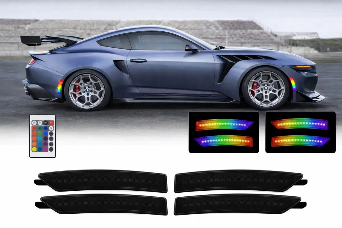 Mustang 24-26 Front/Rear Rgb Dynamic Led Side Markers W/ Remote 1