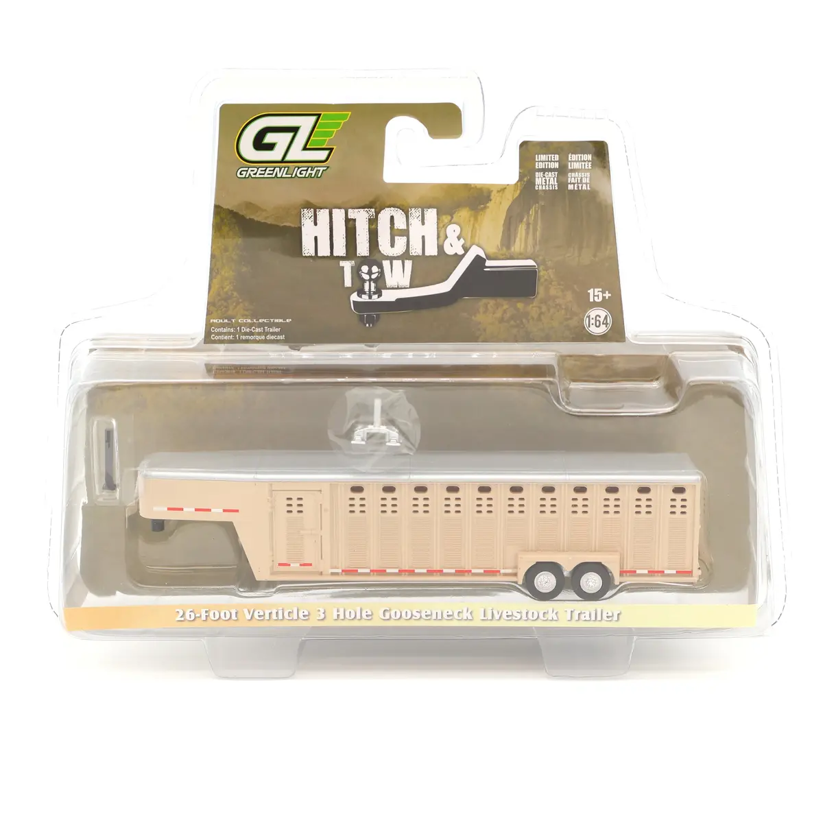 26-Foot Gooseneck Livestock Trailer Beige 1:64 Diecast Hobby Exclusive 1