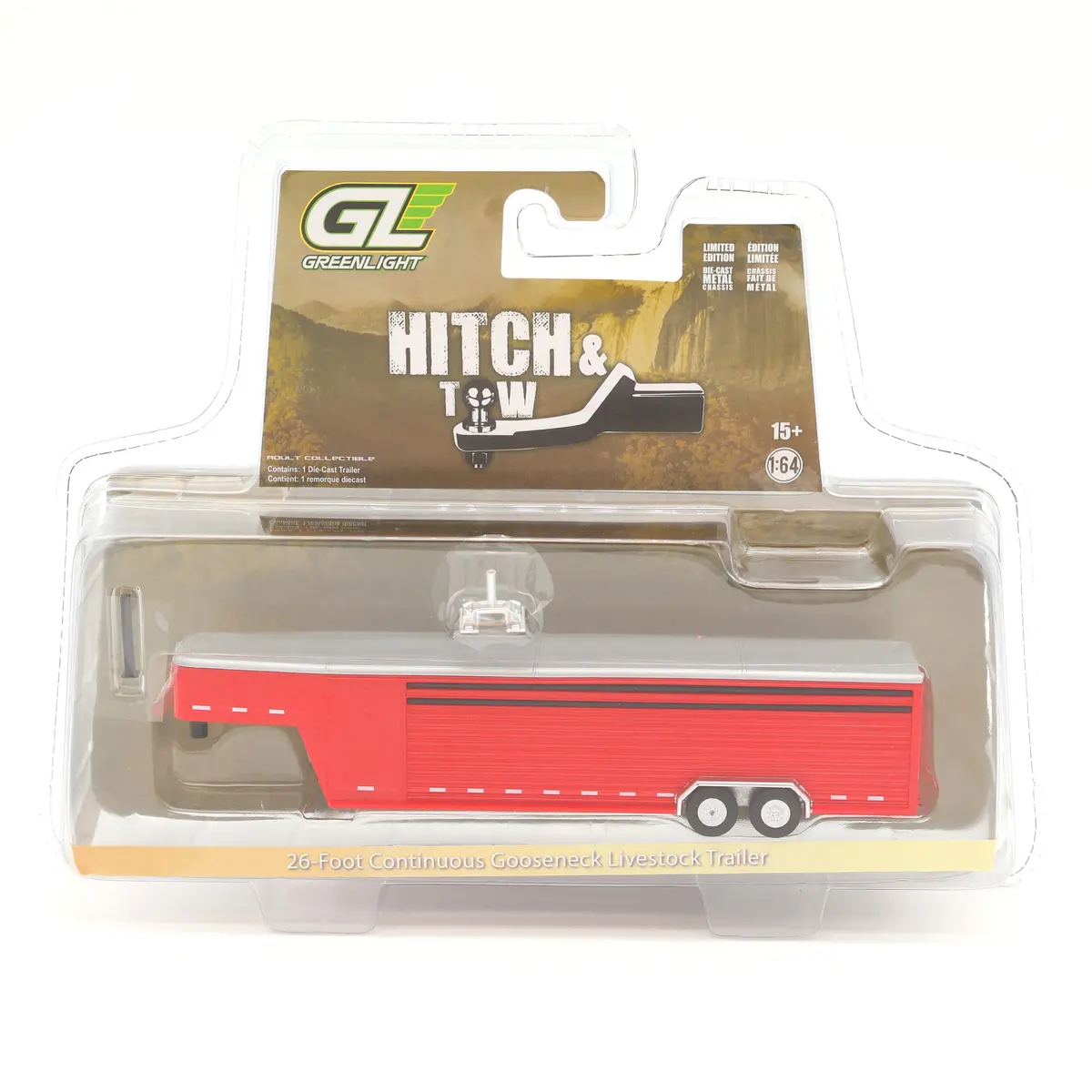 26-Foot Gooseneck Livestock Trailer Red 1:64 Diecast Hobby Exclusive 1