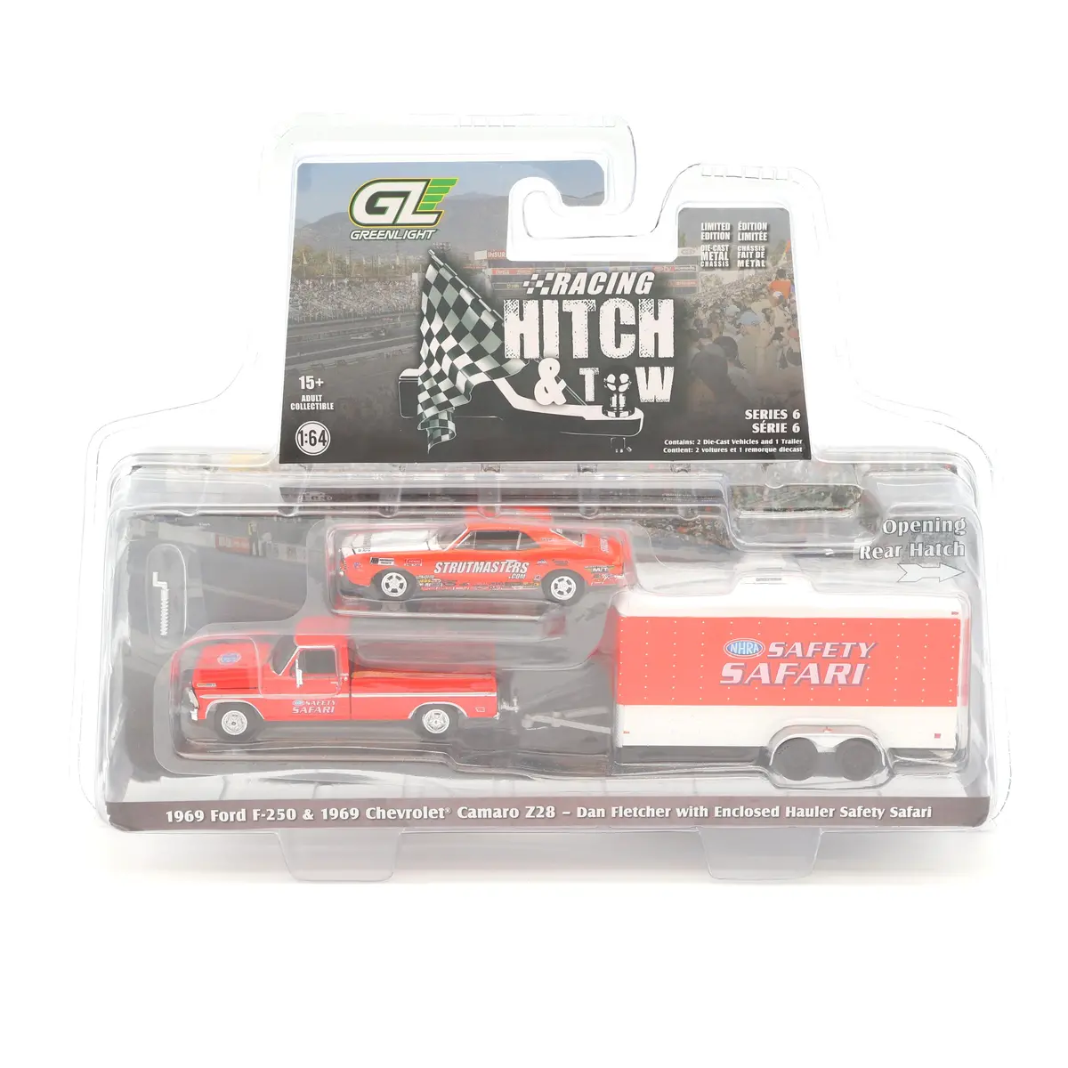 1969 Ford F-250 And 1969 Chevy Z/28 Camaro 1:64 Diecast Racing Hitch & Tow Series 6 1