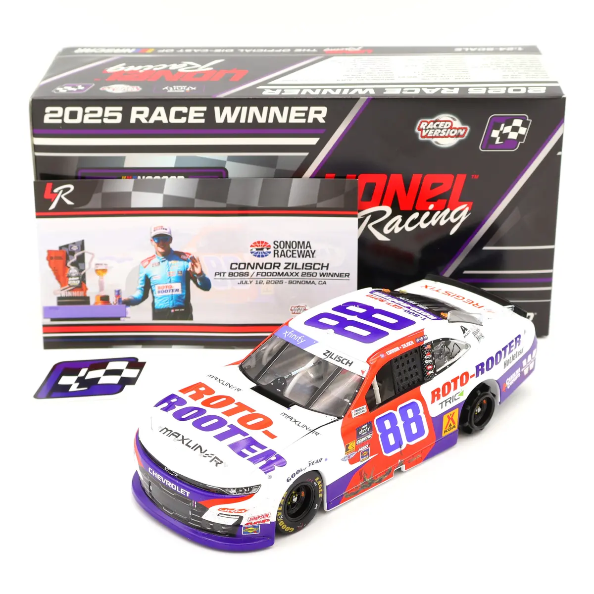 Connor Zilisch 2025 Roto-Rooter Sonoma Win 1:24 Nascar Diecast 1