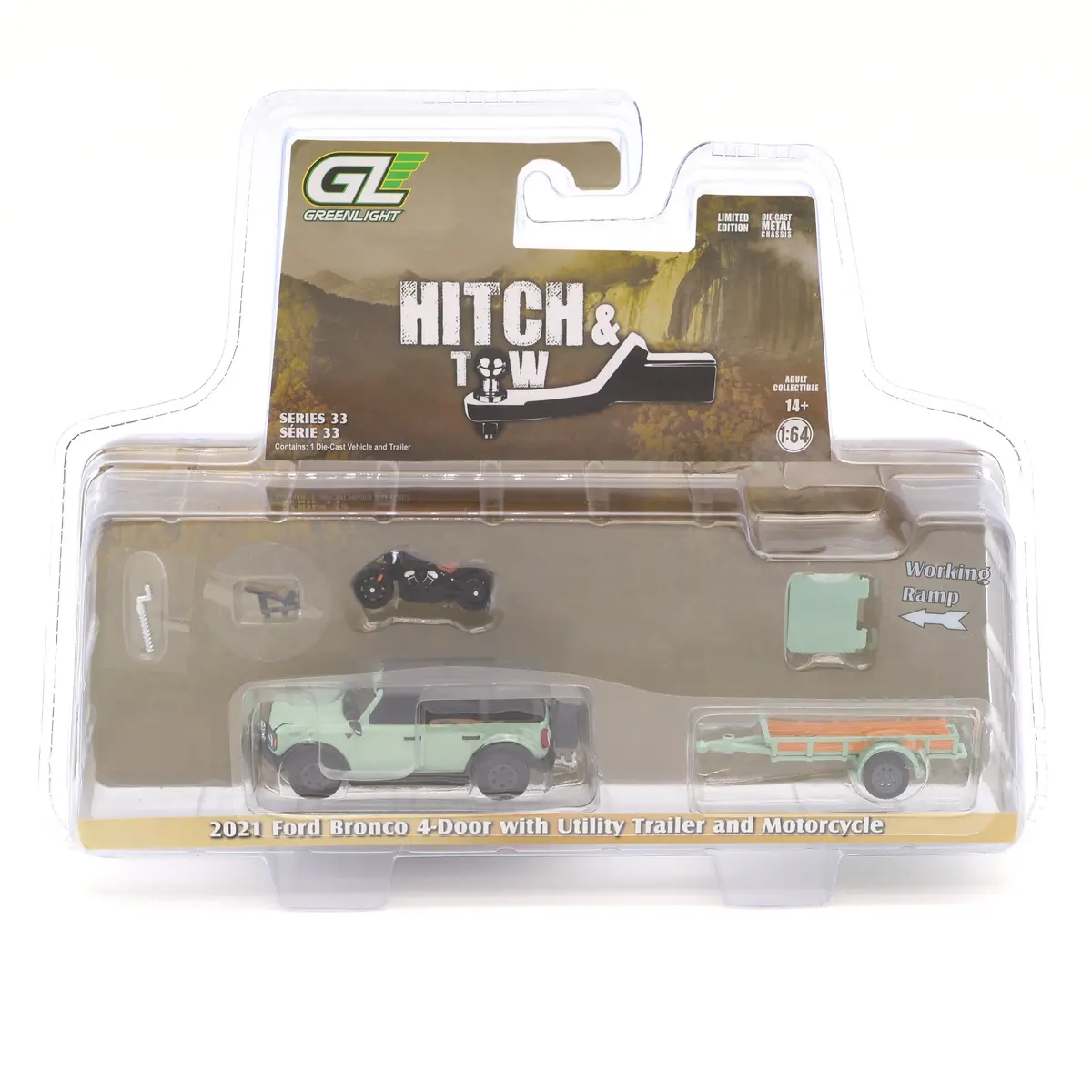 2021 Ford Bronco & Utility Trailer  1:64 Diecast Hitch & Tow Series 33 1
