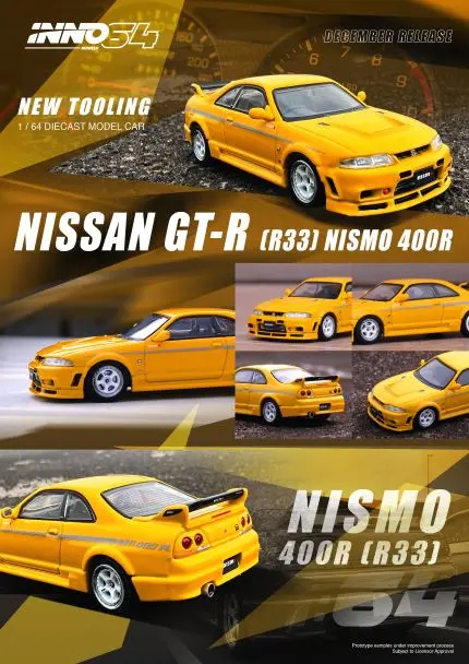 Inno64 1/64 Nissan Skyline Gt-R R33 Nismo 400R Lightning Yellow 1