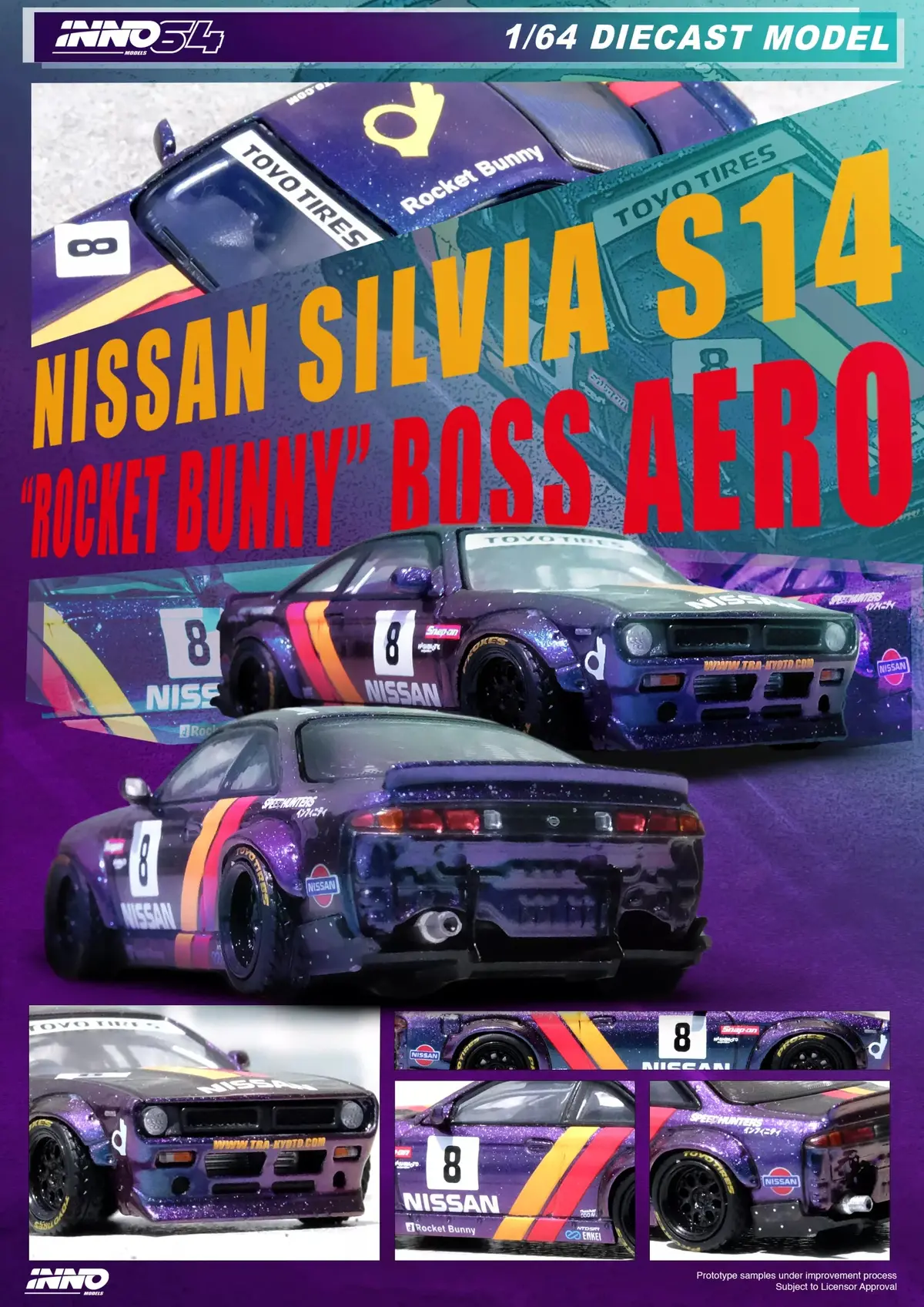 Inno64 – Nissan Silvia (S14) Boss “Rocket Bunny” Purple 1