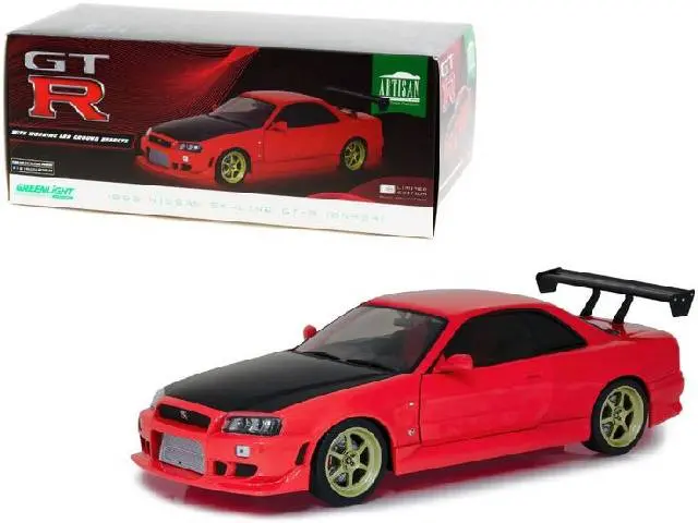 Greenlight 1/18 1999 Nissan Skyline Gt-R R34 Red & Black 1