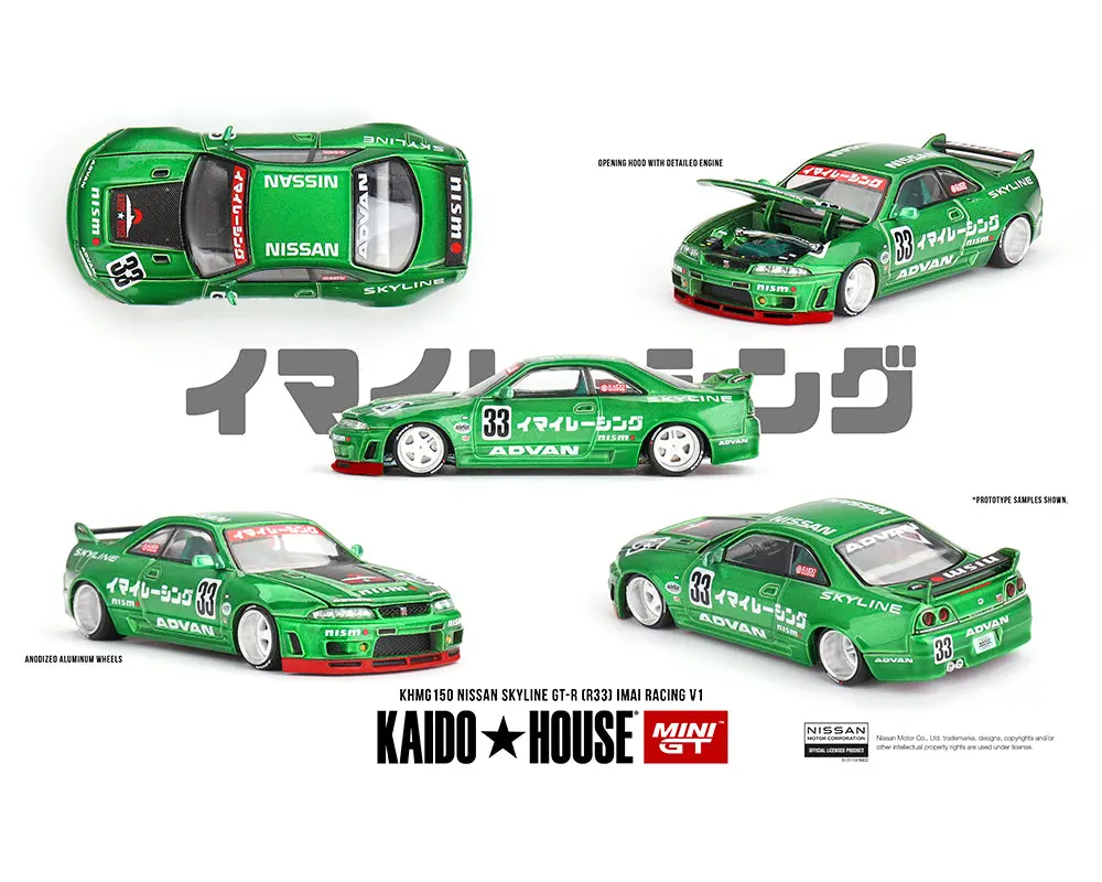Kaido House X Mini Gt 1:64 Nissan Skyline Gt-R (R33) Imai Racing V1- Green (Open Box) 1