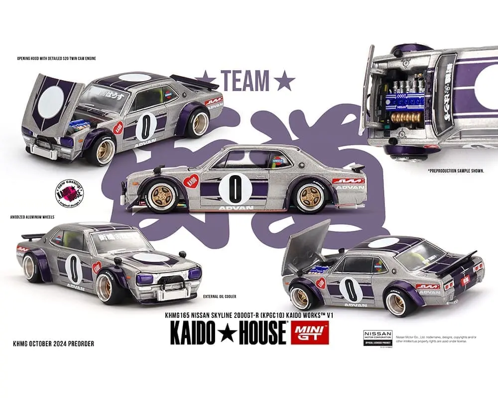 Kaido House X Mini Gt 1:64 Nissan Skyline 2000Gt-R (Kpgc10) Kaido Works V1- Silver 1