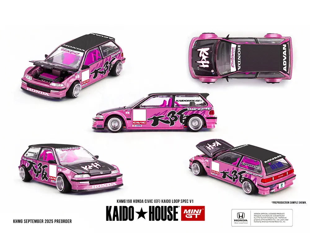 (Coming Soon) Kaido House X Mini Gt 1:64 Honda Civic (Ef) Kaido Loop Spec V1 – Pink 1
