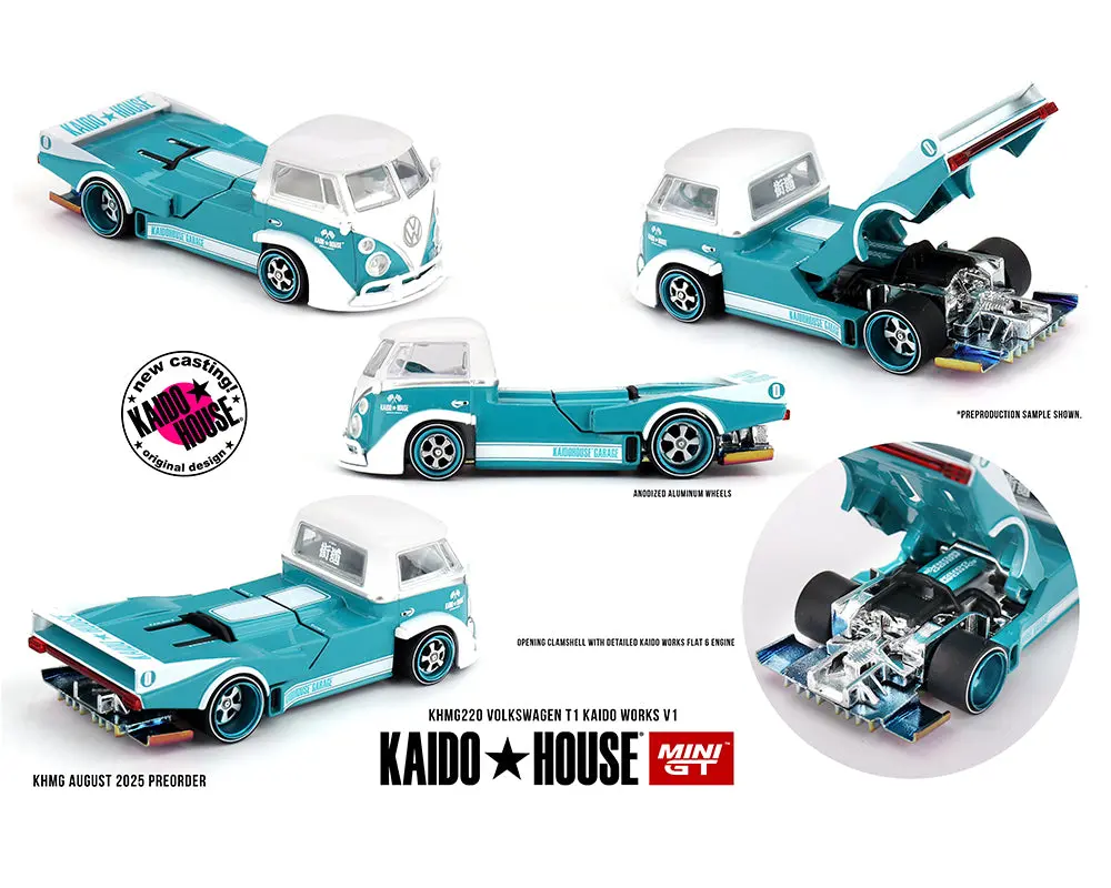 (Coming Soon) Kaido House X Mini Gt 1:64 Volkswagen T1 Kaido Works V1 – Turquoise/White 1