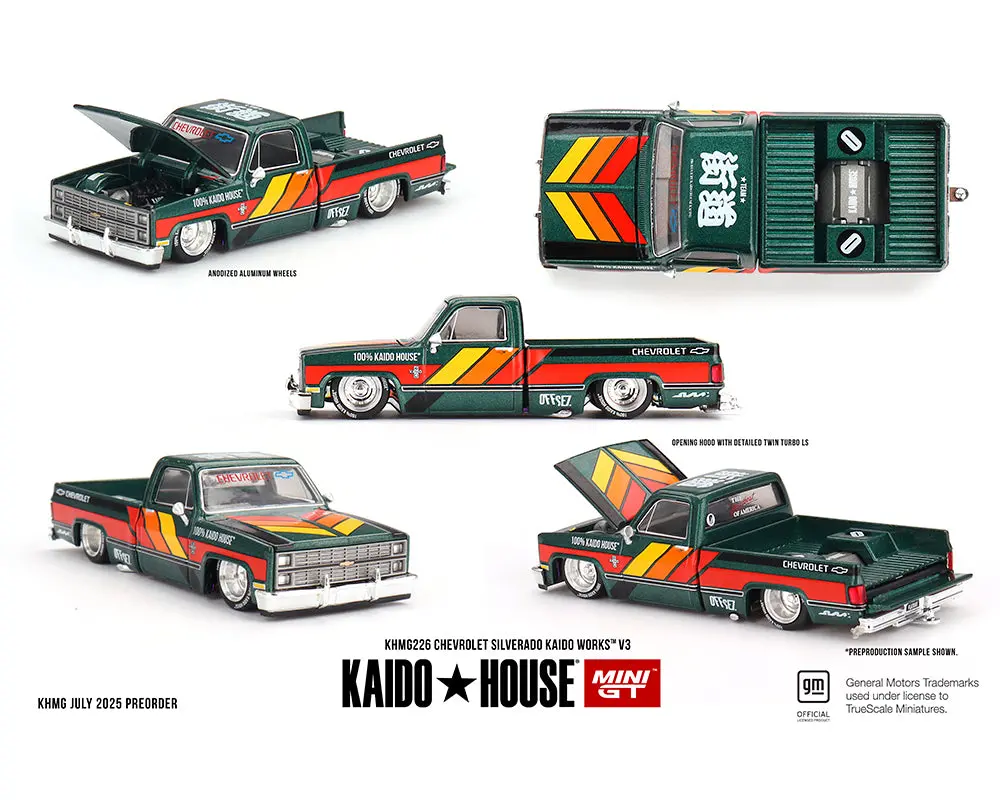 Kaido House X Mini Gt 1:64 Chevrolet Silverado Kaido Works V3 -Dark Green 1