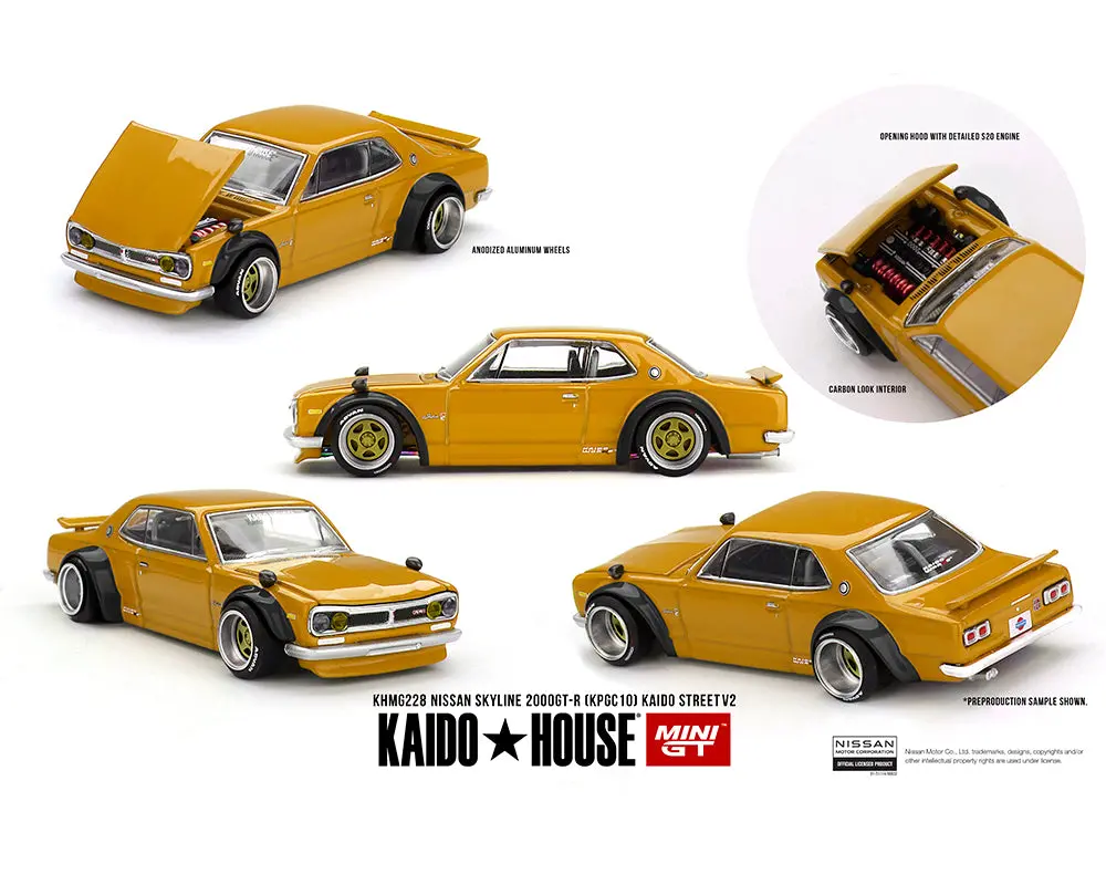 Kaido House X Mini Gt 1:64 Nissan Skyline 2000 Gt-R (Kpgc10) Kaido Street V2 – Yellow 1