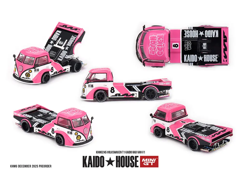 (Coming Soon) Kaido House X Mini Gt 1:64 Volkswagen T1 Kaido Radvan V1 – Pink 1
