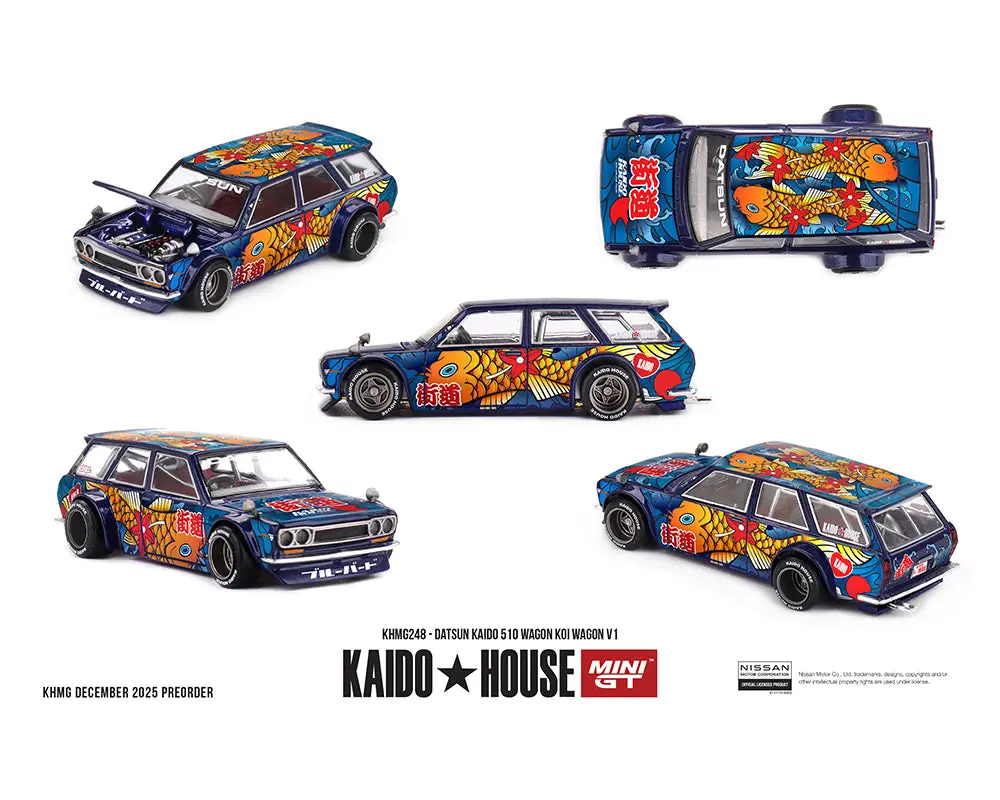 (Coming Soon) Kaido House X Mini Gt 1:64 Datsun Kaido 510 Wagon Koi Wagon V1- Blue 1