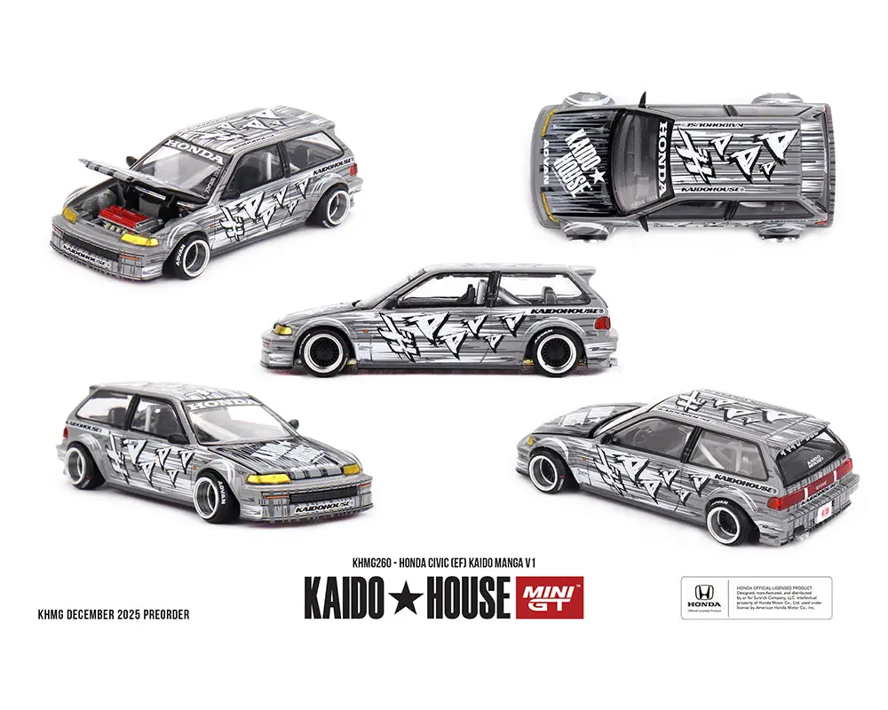 (Coming Soon) Kaido House X Mini Gt 1:64 Honda Civic (Ef) Kaido Manga V1 – Silver 1