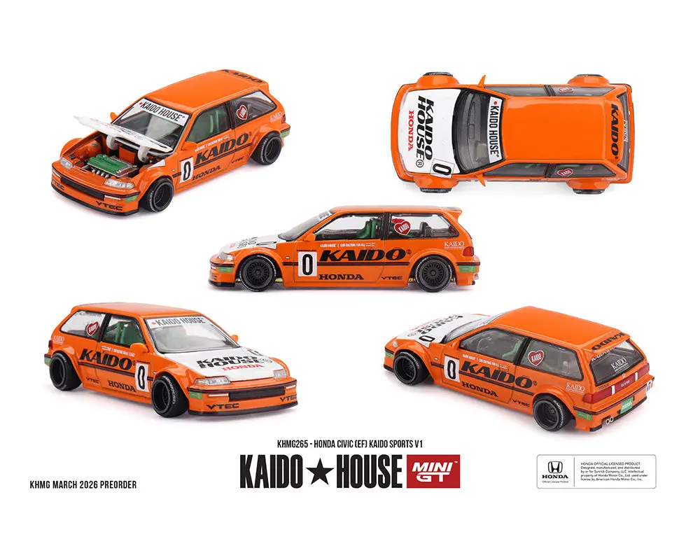 (Coming Soon) Kaido House X Mini Gt 1:64 Honda Civic (Ef) Kaido Sports V1 – Orange – Limited Edition 1
