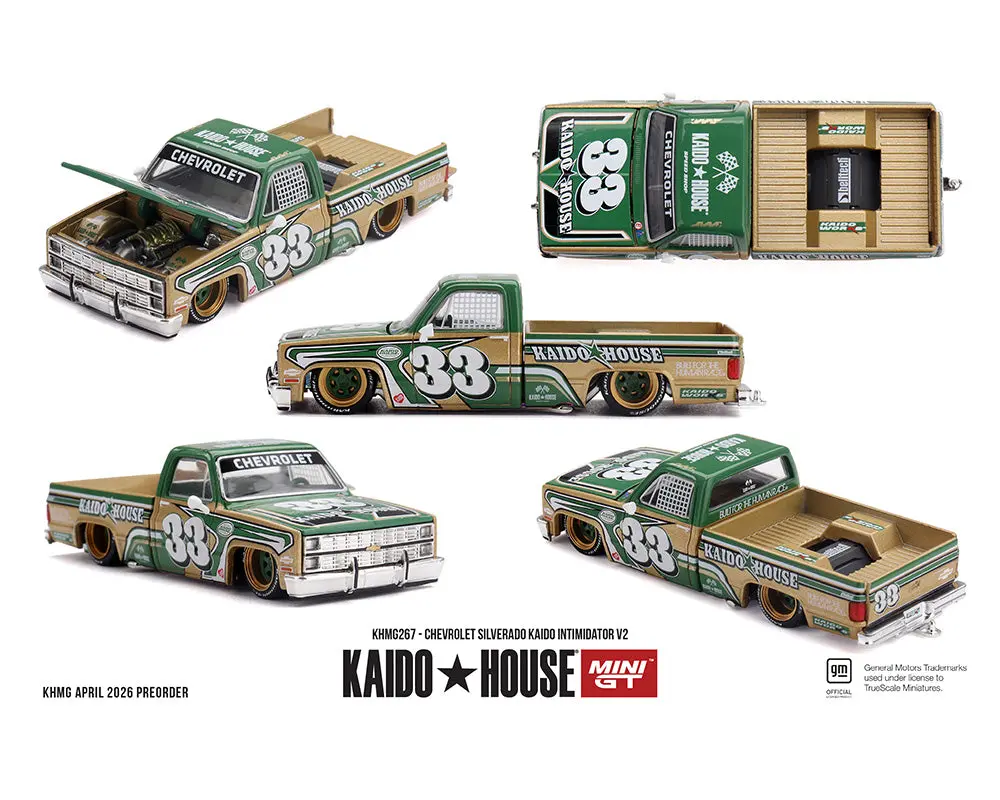 (Coming Soon) Kaido House X Mini Gt 1:64 Mini Gt Chevrolet Silverado Kaido Intimidator V2 – Beige 1