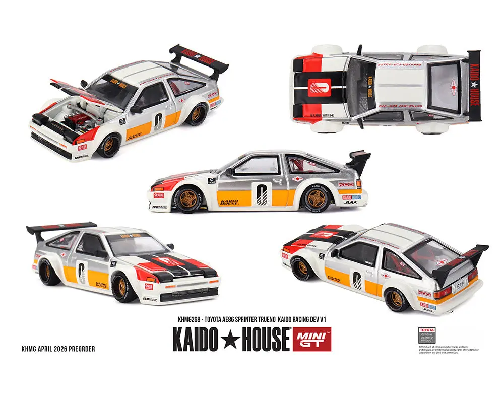 (Coming Soon) Kaido House X Mini Gt 1:64 Toyota Ae86 Sprinter Trueno Kaido Racing Dev V1 – White 1