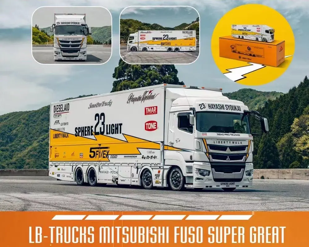 Gcd 1/64 Liberty Walk Lb-Trucks Mitsubishi Fuso Super Great Transporter Sphere – White 1