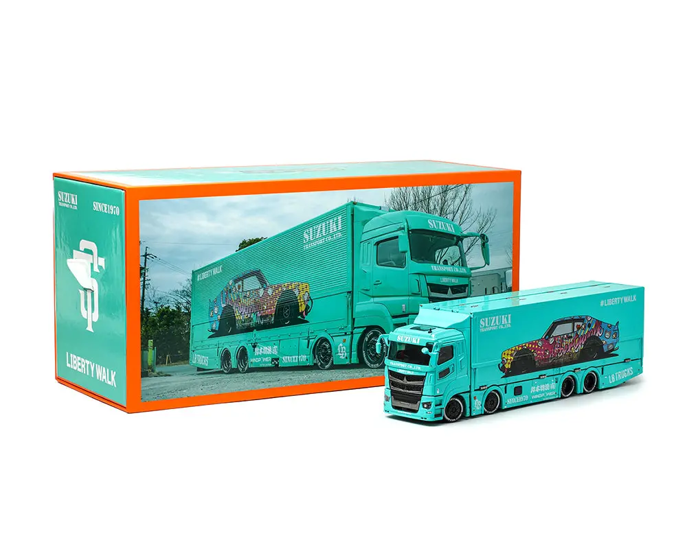 (Coming Soon) Gcd 1/64 Liberty Walk Lb-Trucks Mitsubishi Fuso Super Great Transporter Lbwk – Blue 1