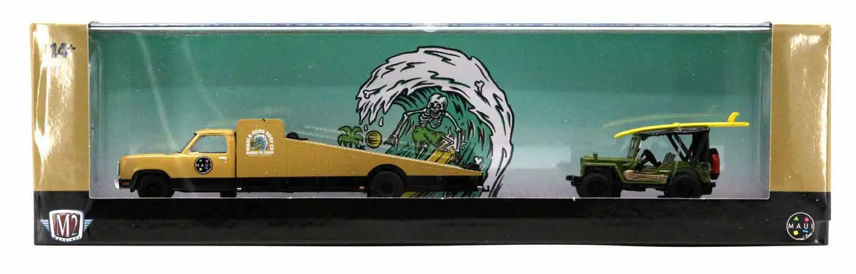 1974 Dodge Truck & 1944 Jeep Mb M2 Machines 1:64 Scale Auto Haulers Release 68 1