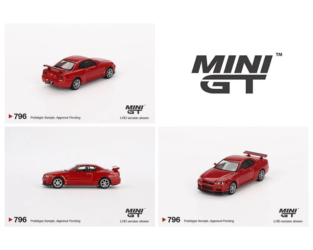 Mini Gt 1/64 Nissan Skyline Gt-R (R34) V-Spec Active Red 1