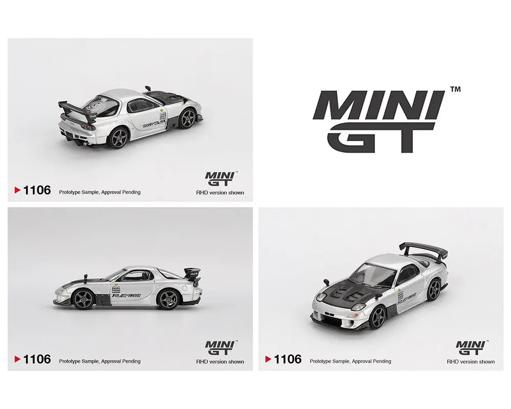 Mini Gt 1/64 Mazda Rx-7 Re-Amemiya – Silver Metallic 1