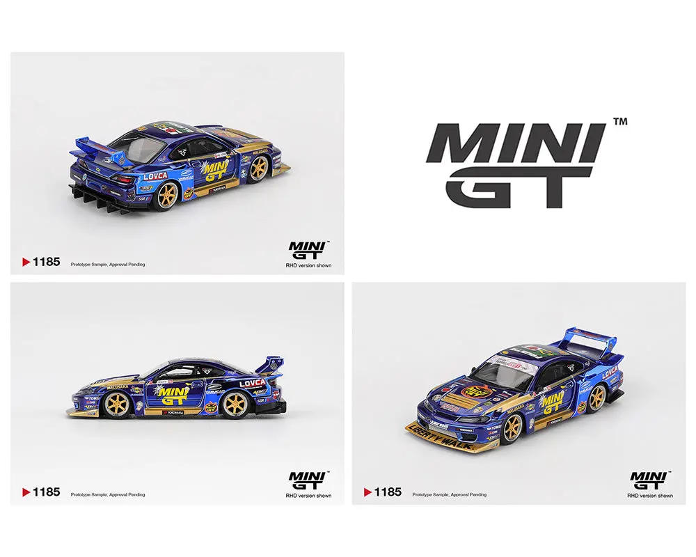 (Coming Soon) Mini Gt 1/64 Nissan Lb-Super Silhouette S15 Silvia #555 Team Mini Gt Liberty Walk 2025 Formula Drift Halloween Special – Chrome Blue 1