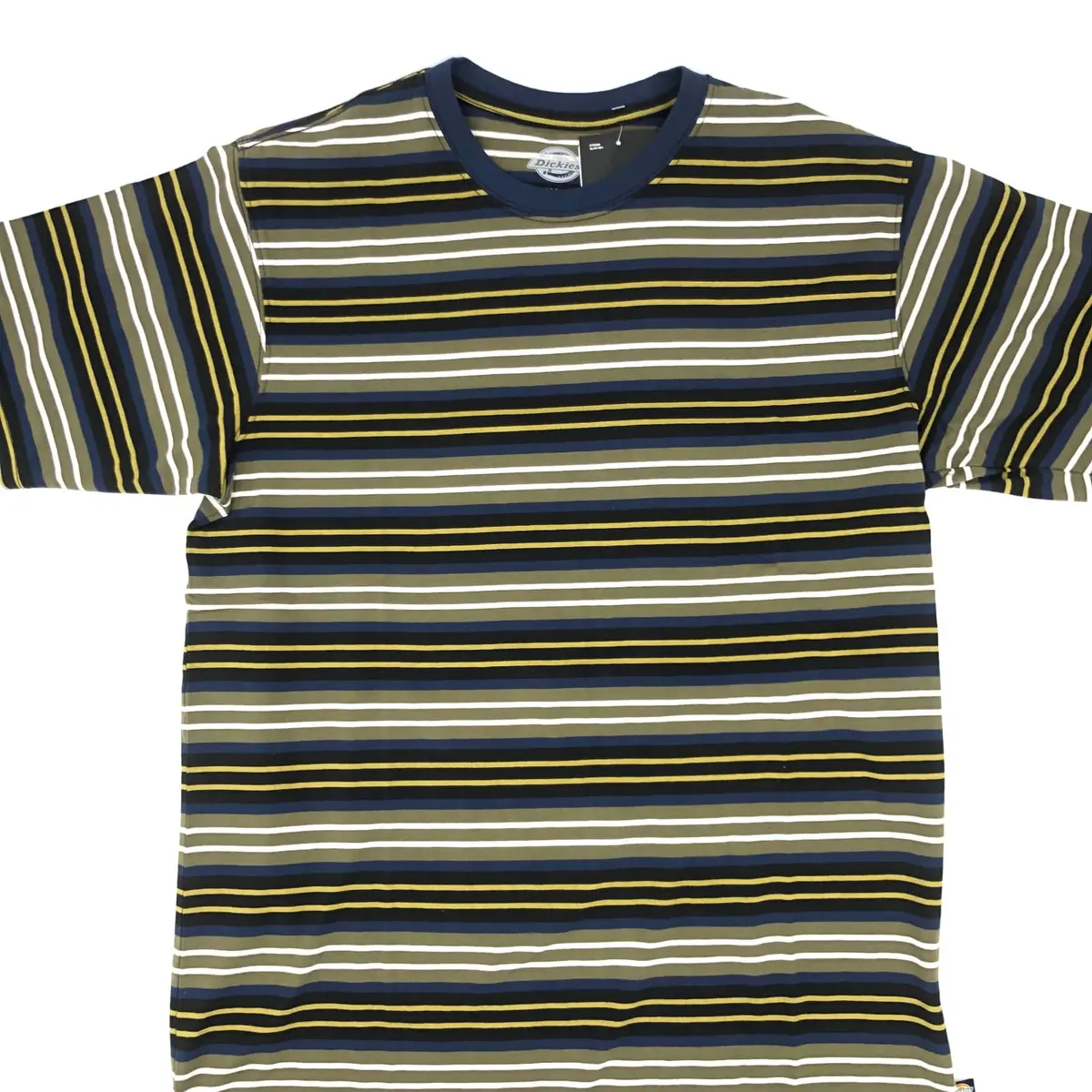 Dickies Striped Knit T-Shirt in Navy, Moss & White