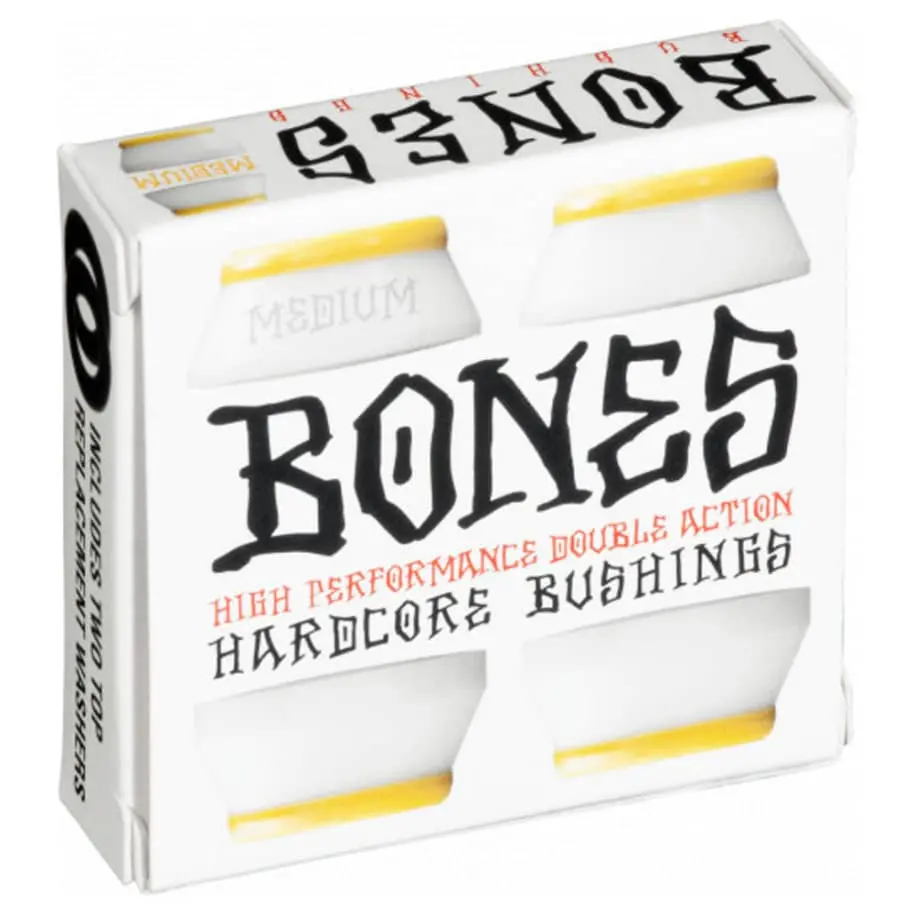 Bones Medium Durometer Skateboard Bushings – White and Yellow