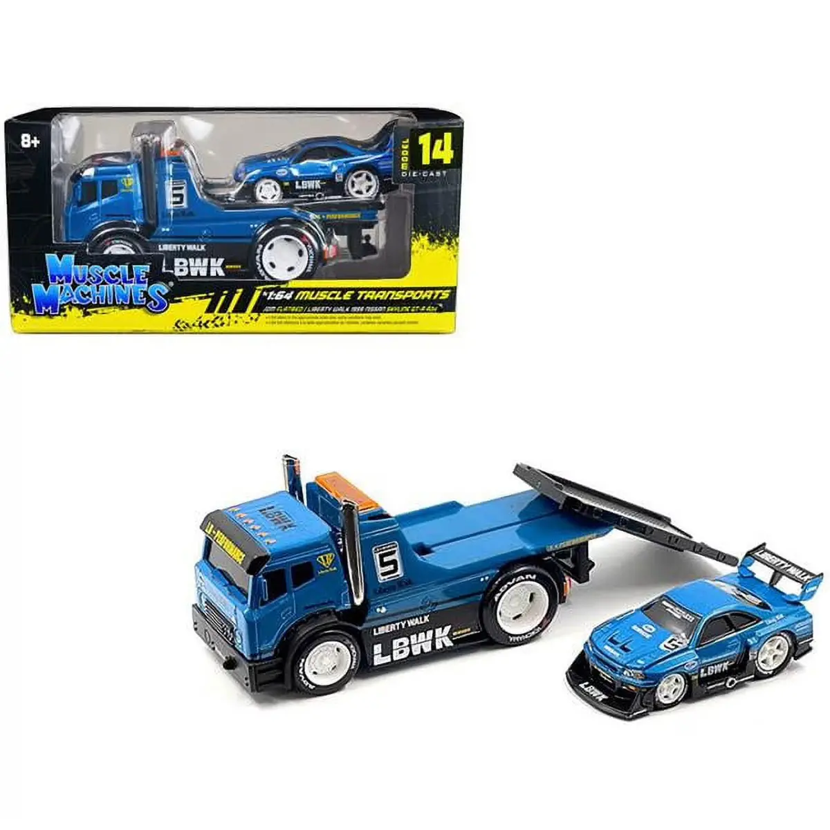 Muscle Machines 1:64 Liberty Walk 1999 Nissan Skyline Gt-R R34 Flatbed Muscle Machines Transports #14 1