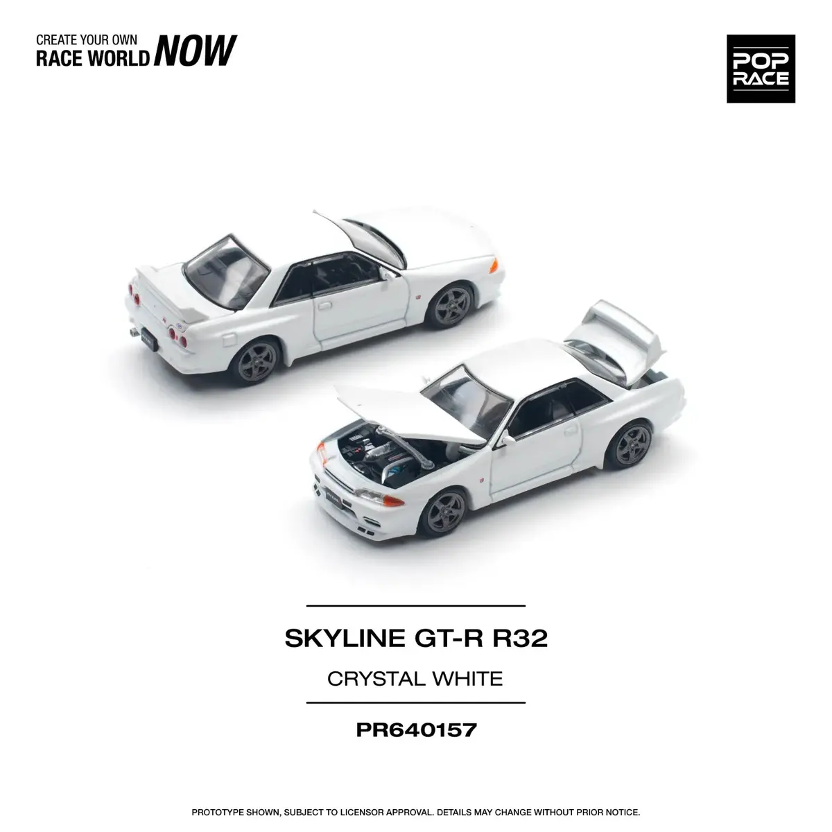 Pop Race 1/64 Nissan Skyline Gt-R R32 Crystal White 1