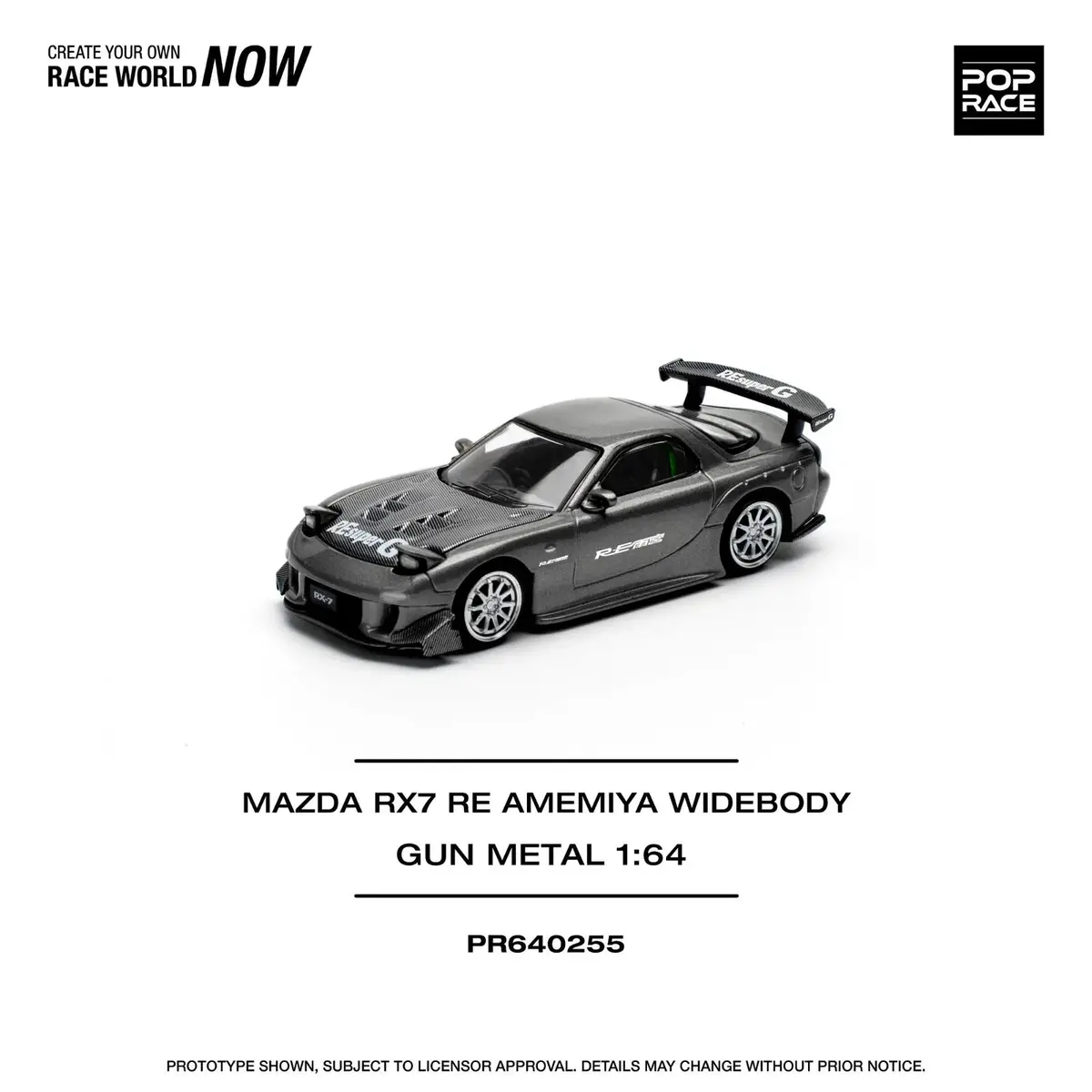 Pop Race 1/64 Mazda Rx7 Re-Amemiya – Gun Metal – 1