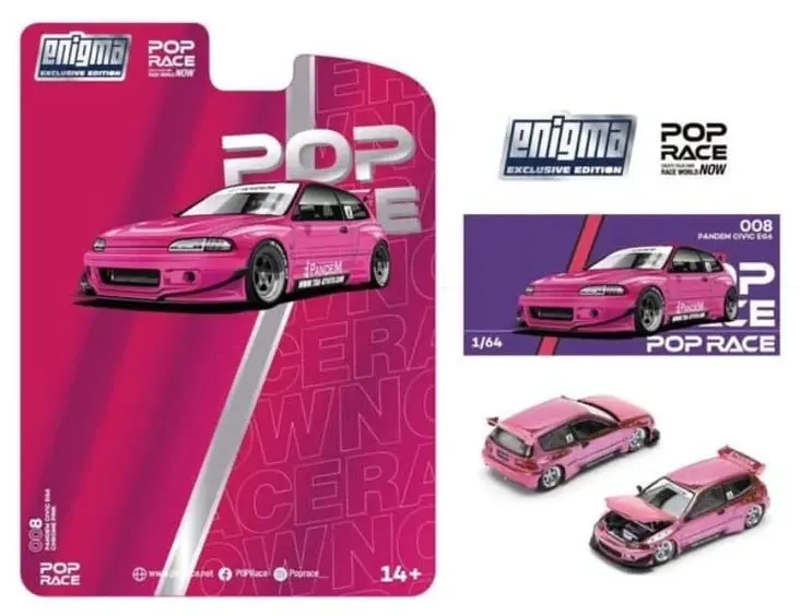 (Coming Soon) Pop Race 1/64 Pandem Civic Eg6 – Pink 1