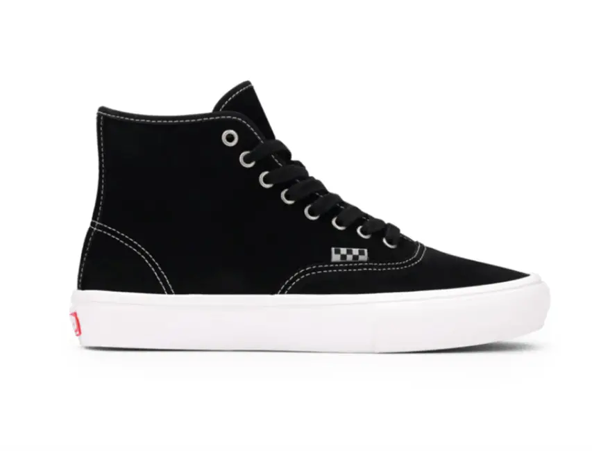 Vans Authentic Skate Hi Sneakers in Black and White Suede
