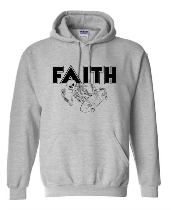 Jfaith Skeleton Hoodie in Grey – Faith Skate Graphic Sweatshirt
