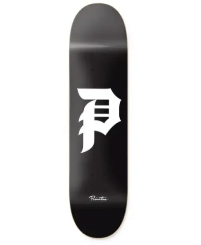 Primitive Dirty P Skateboard Deck – Black and White, 8.25" Wide