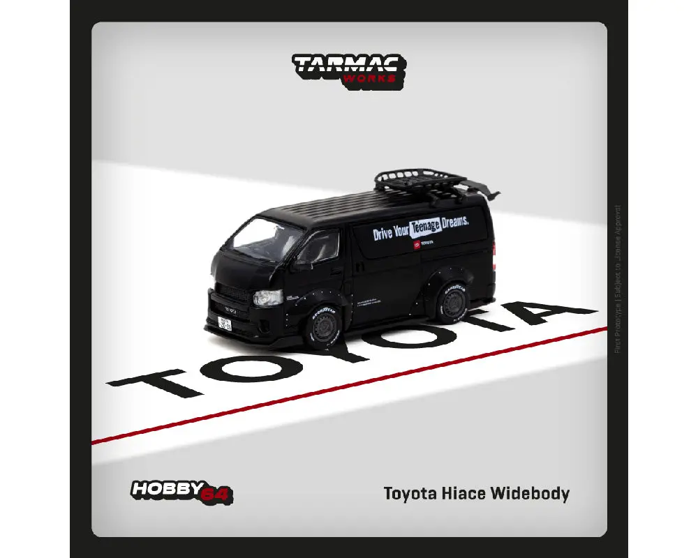 Tarmac Works 1:64 Toyota Hiace Widebody With Rack - Black - Hobby64 1