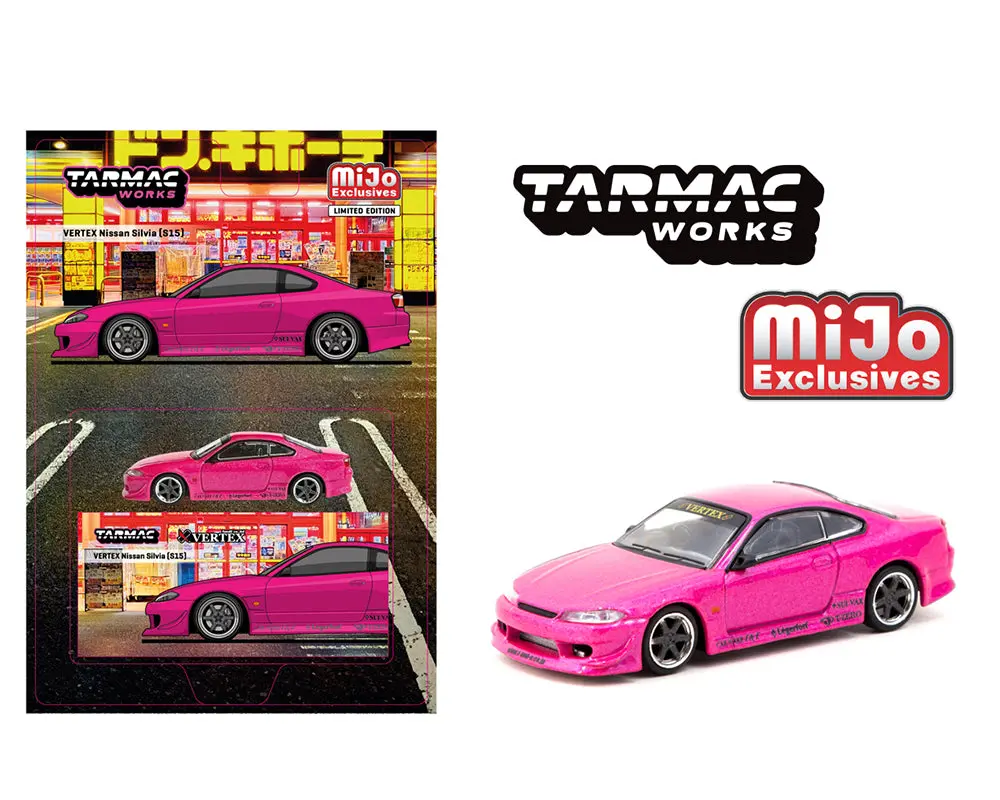 Tarmac Works 1:64 Vertex Nissan Silvia (S15) – Pink Metallic – Mijo Exclusives 1