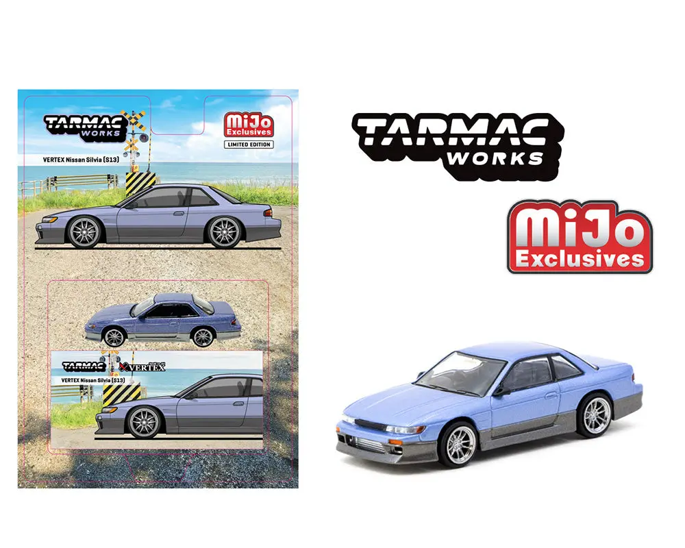 Tarmac Works 1:64 Vertex Nissan Silvia S13 – Blue/Grey – Global64 Mijo Exclusives 1