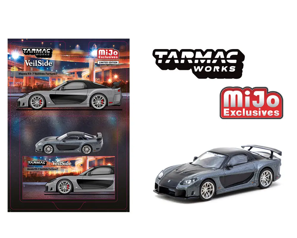 Tarmac Works 1:64 Mazda Rx-7 Veilside Fortune7- Grey Metallic / Black – Mijo Exclusives 1