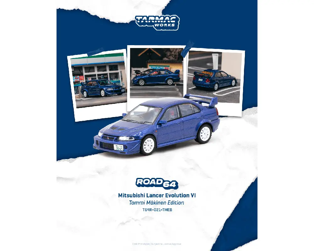(Coming Soon) Tarmac Works 1:64 Mitsubishi Lancer Evolution Vi Tommi Mäkinen Edition- Blue – Road64 1