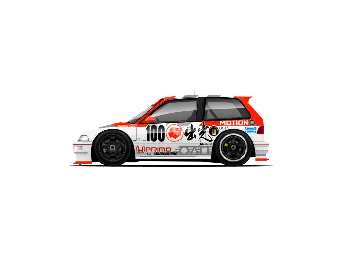 Capsule 1991 Honda Civic (Ef9) Mugen Idemitsu Motion Gr.A #100 1