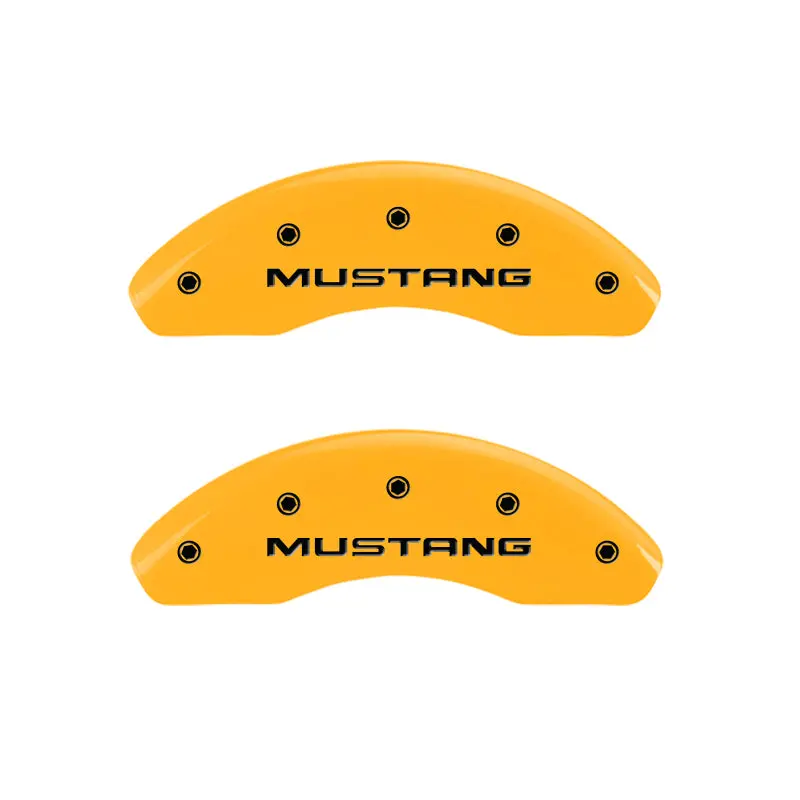 Mgp Engraved Mustang Caliper Covers – Front & Rear, Yellow Finish With Black Chrome For 1997 Sn95/Gt 1